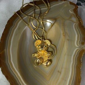 Vintage Gold Bear Pendant Necklace